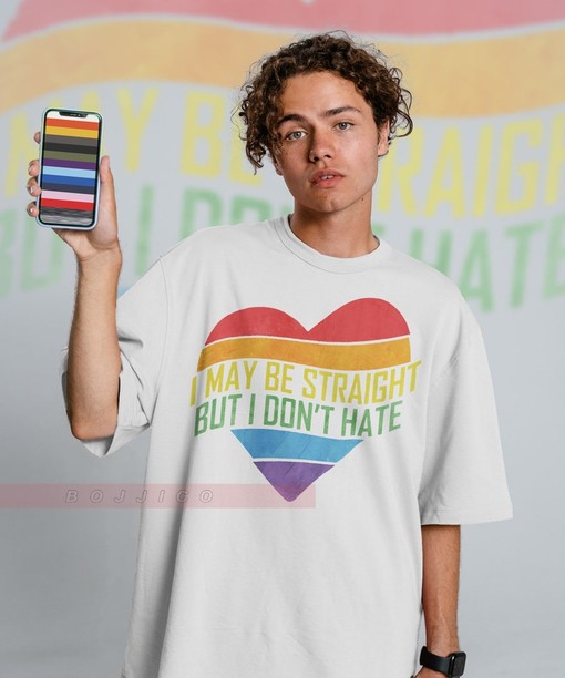 Straight But Not Hate Shirt - Minimalist Movie Shirts for Men with PRIDE Months and LGBT Gay Pride