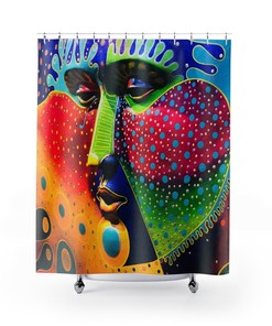 Street Art Shower Curtain | Original Artwork for Bathroom | Colorful Bath Decor | Customizable