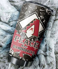Striking Arizona Diamondbacks MLB Tumbler with Catchy Peace Love Design and Iconic MLB Logo