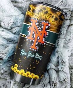 Striking New York Mets MLB Tumbler with Exceptional Sunflower Design and Top-Quality MLB Logo
