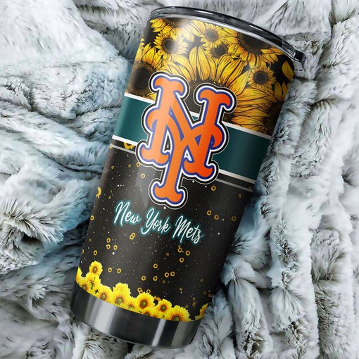 Striking New York Mets MLB Tumbler with Exceptional Sunflower Design and Top-Quality MLB Logo