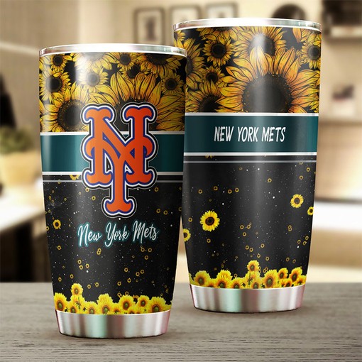 Striking New York Mets MLB Tumbler with Exceptional Sunflower Design and Top-Quality MLB Logo - Image 2