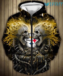 Striking Skeleton Face To Face - Unique Steelers All Over Print Hoodie with Bold Design