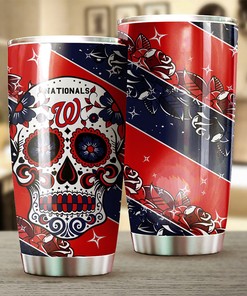 Striking Washington Nationals MLB Tumbler for Die-Hard Fans with Iconic Skull Design and MLB Logo