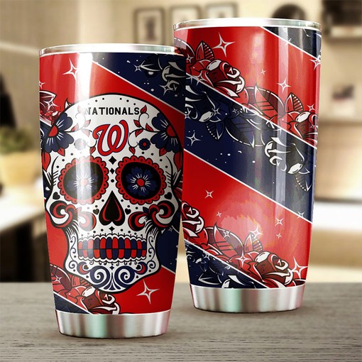 Striking Washington Nationals MLB Tumbler for Die-Hard Fans with Iconic Skull Design and MLB Logo