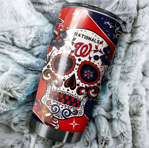 Striking Washington Nationals MLB Tumbler for Die-Hard Fans with Iconic Skull Design and MLB Logo - Image 2