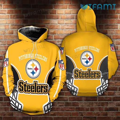 Striking Yellow Football Helmet Logo - Steelers All Over Print Hoodie with Bold Design