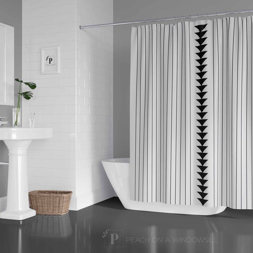 Stripe Shower Curtain with Triangles, Bring a Modern Touch to Your Bathroom Decor | modern shower curtains