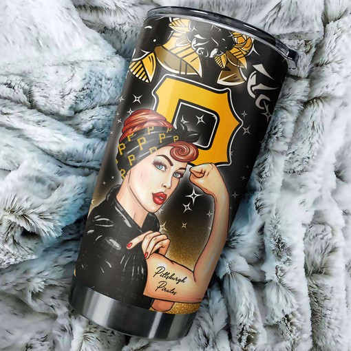 Strong and Caring Best Moms Ever - Pittsburgh Pirates MLB Tumbler with Personalized Design and MLB Logo - Image 2