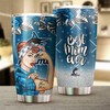 Strong and Caring Best Moms Ever with Beautiful Sunflower and MLB Logo - Miami Marlins MLB Tumbler