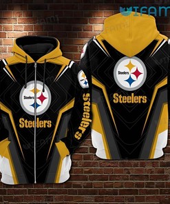 Stunning All Over Print Zip Up Hoodie Men - Steelers Color Block with Urban Design