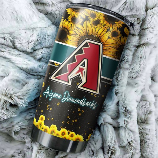 Stunning Arizona Diamondbacks MLB Tumbler with Exceptional Sunflower Design and Iconic MLB Logo