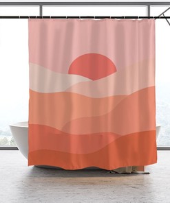Stunning Disney Orange Sunset Sea Shower Curtain with Hooks Included for a Breathtaking Bathroom Decor