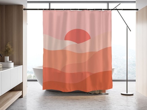 Stunning Disney Orange Sunset Sea Shower Curtain with Hooks Included for a Breathtaking Bathroom Decor