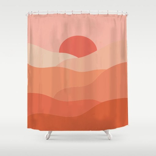 Stunning Disney Orange Sunset Sea Shower Curtain with Hooks Included for a Breathtaking Bathroom Decor - Image 2