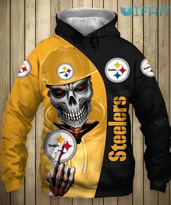 Stylish 3D Skeleton Wearing Hat - Steelers All Over Print Hoodie