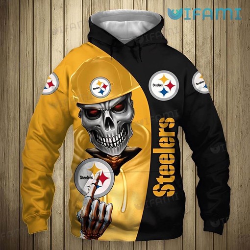Stylish 3D Skeleton Wearing Hat - Steelers All Over Print Hoodie
