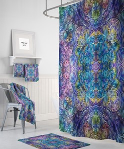 Stylish Boho Abstract Shower Curtain Set with Design Options