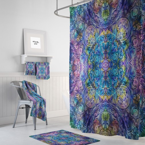 Stylish Boho Abstract Shower Curtain Set with Design Options