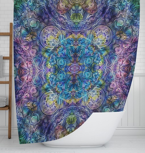 Stylish Boho Abstract Shower Curtain Set with Design Options - Image 2
