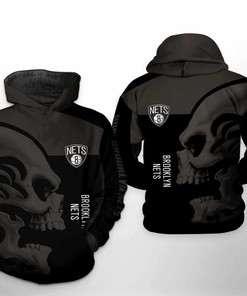 Stylish Brooklyn Nets NBA Team Skull All-Over Print Hoodie