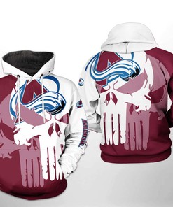 Stylish Colorado Avalanche NHL Team Skull All-Over Print Hoodie