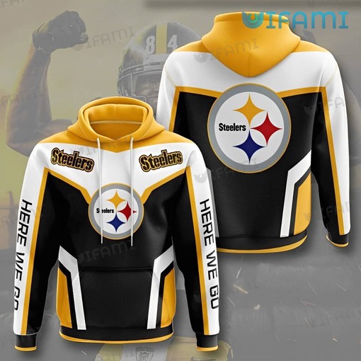 Stylish Here We Go Color Block - Steelers All Over Print Hoodie with Modern Design