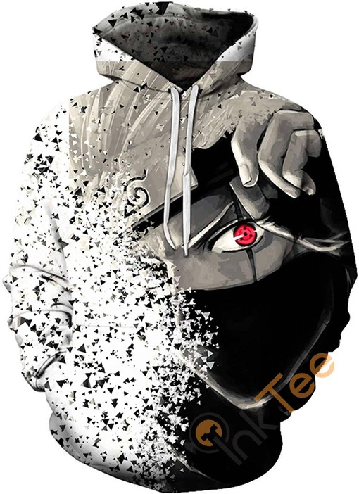 Stylish Naruto Print Pullover Front Pocket All Over Print Hoodie 3D with Trendy Look