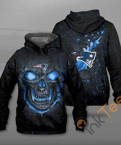 Stylish New England Patriots All-Over Print Hoodie with Lava Skull Design