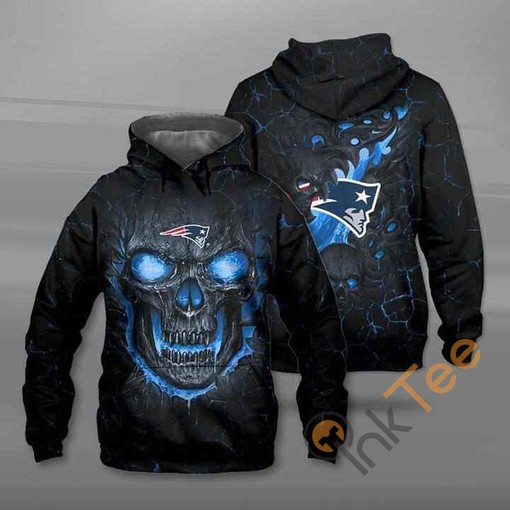 Stylish New England Patriots All-Over Print Hoodie with Lava Skull Design