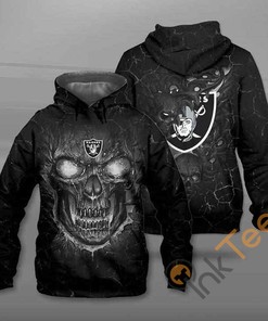 Stylish Oakland Raiders All-Over Print Hoodie with Lava Skull Design