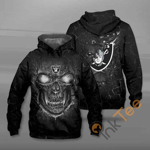Stylish Oakland Raiders All-Over Print Hoodie with Lava Skull Design