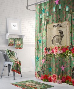 Stylish Shabby Farmhouse Shower Curtain with Farmhouse Elements