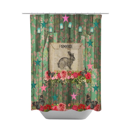 Stylish Shabby Farmhouse Shower Curtain with Farmhouse Elements - Image 2