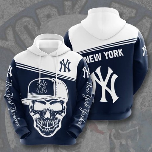 Stylish USA Baseball MLB Skull All-Over Print Hoodie