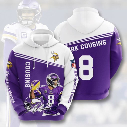 Stylish and Sporty Minnesota Vikings 3D Graphic Hoodie for Men