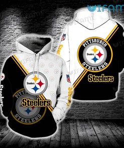 Stylishly Modern White Black Logo - Youth Steelers All Over Print Hoodie with Bold Design