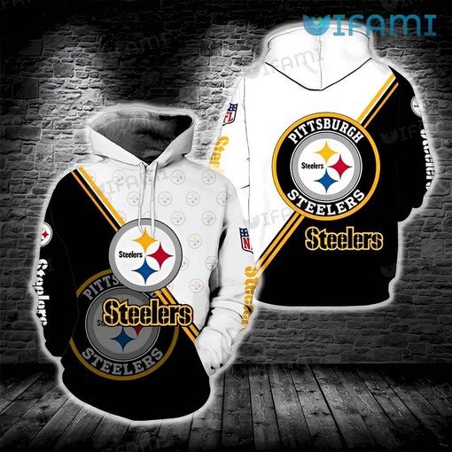Stylishly Modern White Black Logo - Youth Steelers All Over Print Hoodie with Bold Design