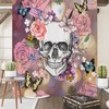 Sugar Skull Floral Shower Curtain Set with Bath Mat and Towels - Chic and Unique Bathroom Decor