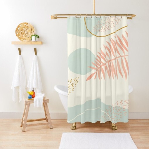 Summer Artistic Disney Boho Floral Shower Curtain - Waterproof and Eco-Friendly with Recycled Material and Hooks