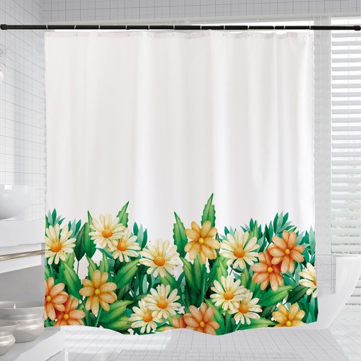 Summer Flower Shower Curtain for Bathroom, Customizable Size, Plant Home Decor - Image 3