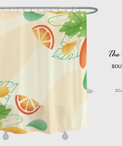 Summer Orange Bathroom Shower Curtain with Hooks, Simple Fruit Design for Fun and Stylish Home Decor