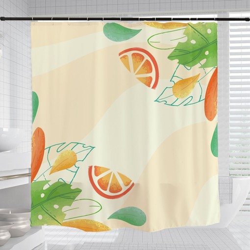 Summer Orange Bathroom Shower Curtain with Hooks, Simple Fruit Design for Fun and Stylish Home Decor - Image 3
