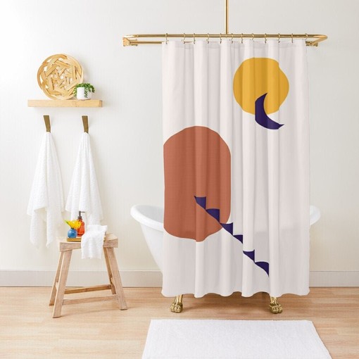Sun and Moon Shower Curtain - Minimalist Boho Bath Decor with Eco-Friendly Material