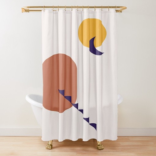 Sun and Moon Shower Curtain - Minimalist Boho Bath Decor with Eco-Friendly Material - Image 3