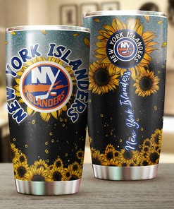 Sunflower Design New York Islanders NHL Tumbler - Perfect for Sports Enthusiasts