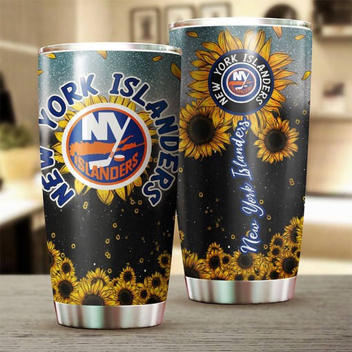 Sunflower Design New York Islanders NHL Tumbler - Perfect for Sports Enthusiasts