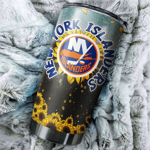 Sunflower Design New York Islanders NHL Tumbler - Perfect for Sports Enthusiasts - Image 2