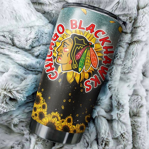 Sunflower Design Tumbler Chicago Blackhawks NHL - Image 2