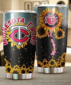 Sunflower Design and Custom MLB Logo - Minnesota Twins MLB Tumbler with Personalized Design and Tumbler Gift for Fans
